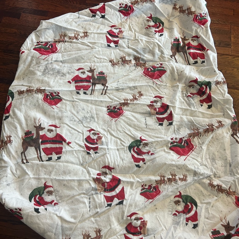 Pottery Barn Flannel Santa Crib Sheet